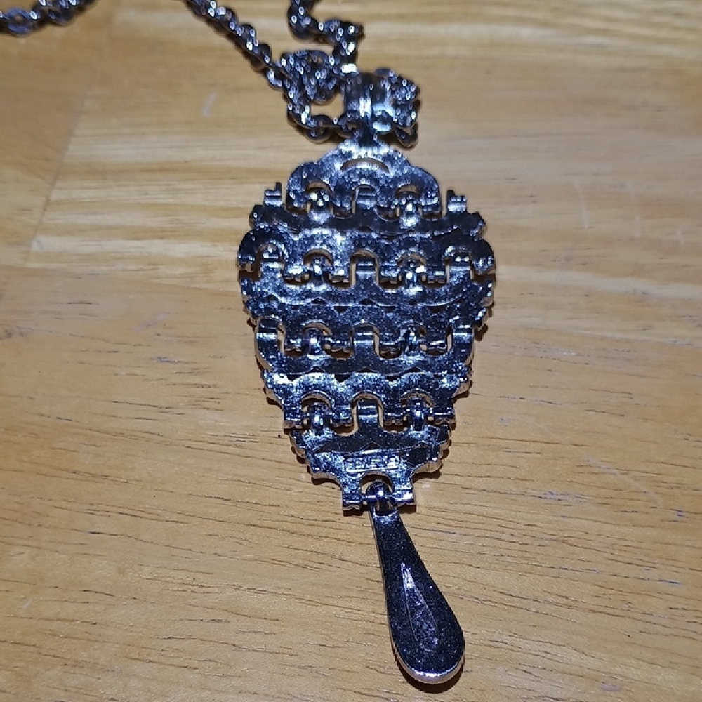 Monet Silver-Tone Textured Drop Pendant Necklace - Picture 5 of 5